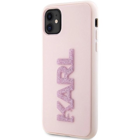 Etui Karl Lagerfeld 3D Rubber Glitter Logo na iPhone 11 / Xr - różowe Etui Karl Lagerfeld 3D Rubber Glitter Logo na iPhone 11 / Xr - różowe