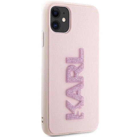 Etui Karl Lagerfeld 3D Rubber Glitter Logo na iPhone 11 / Xr - różowe Etui Karl Lagerfeld 3D Rubber Glitter Logo na iPhone 11 / Xr - różowe