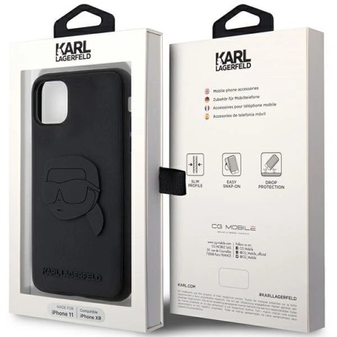 Etui Karl Lagerfeld Rubber Karl Head 3D na iPhone 11 / Xr - czarne