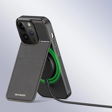 Etui portfel Dux Ducis Rafi Mag z podstawką 3w1 do iPhone 15 Pro z MagSafe i blokadą RFID - czarne Etui portfel Dux Ducis Rafi Mag z podstawką 3w1 do iPhone 15 Pro z MagSafe i blokadą RFID - czarne