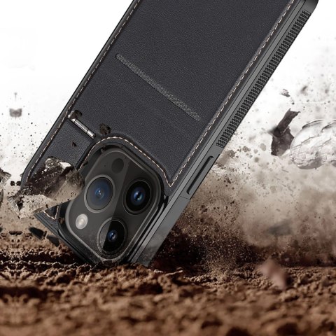 Etui portfel Dux Ducis Rafi Mag z podstawką 3w1 do iPhone 15 Pro z MagSafe i blokadą RFID - czarne Etui portfel Dux Ducis Rafi Mag z podstawką 3w1 do iPhone 15 Pro z MagSafe i blokadą RFID - czarne