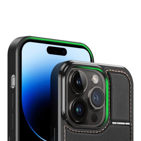 Etui portfel Dux Ducis Rafi Mag z podstawką 3w1 do iPhone 15 Pro z MagSafe i blokadą RFID - czarne Etui portfel Dux Ducis Rafi Mag z podstawką 3w1 do iPhone 15 Pro z MagSafe i blokadą RFID - czarne