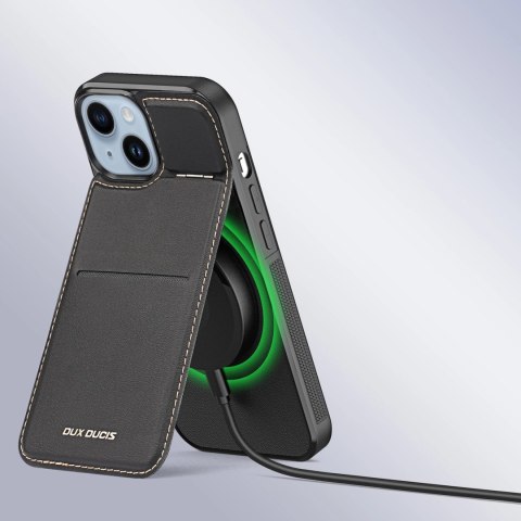 Etui portfel Dux Ducis Rafi Mag z podstawką 3w1 do iPhone 15 z MagSafe i blokadą RFID - czarne Etui portfel Dux Ducis Rafi Mag z podstawką 3w1 do iPhone 15 z MagSafe i blokadą RFID - czarne