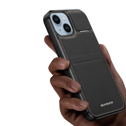 Etui portfel Dux Ducis Rafi Mag z podstawką 3w1 do iPhone 15 z MagSafe i blokadą RFID - czarne Etui portfel Dux Ducis Rafi Mag z podstawką 3w1 do iPhone 15 z MagSafe i blokadą RFID - czarne