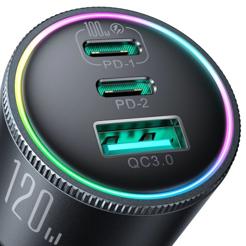Ładowarka samochodowa Joyroom JR-CCN07 120W 2xUSB-C USB-A + kabel USB-C 100W - ciemnoszara Ładowarka samochodowa Joyroom JR-CCN07 120W 2xUSB-C USB-A + kabel USB-C 100W - ciemnoszara