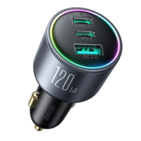 Ładowarka samochodowa Joyroom JR-CCN07 120W 2xUSB-C USB-A + kabel USB-C 100W - ciemnoszara Ładowarka samochodowa Joyroom JR-CCN07 120W 2xUSB-C USB-A + kabel USB-C 100W - ciemnoszara