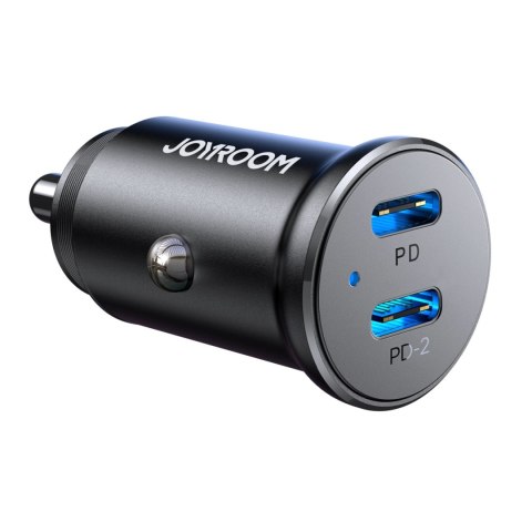 Mini ładowarka samochodowa Joyroom JR-CCN06 30W 2x USB-C metalowa - czarna Mini ładowarka samochodowa Joyroom JR-CCN06 30W 2x USB-C metalowa - czarna
