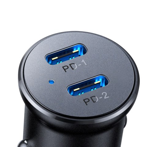 Mini ładowarka samochodowa Joyroom JR-CCN06 30W 2x USB-C metalowa - czarna Mini ładowarka samochodowa Joyroom JR-CCN06 30W 2x USB-C metalowa - czarna