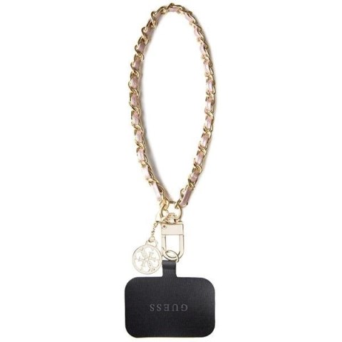 Pasek Guess Saffiano Chain 4G Charm - różowy