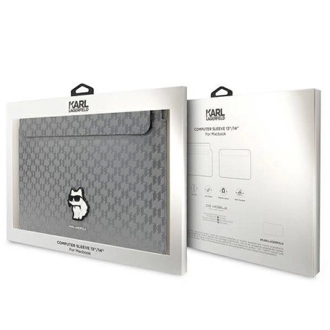 Pokrowiec Karl Lagerfeld Saffiano Monogram Choupette na laptopa 14" - srebrny Pokrowiec Karl Lagerfeld Saffiano Monogram Choupette na laptopa 14" - srebrny