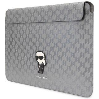 Pokrowiec Karl Lagerfeld Saffiano Monogram Ikonik na laptopa 14" - srebrny
