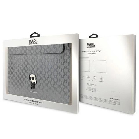 Pokrowiec Karl Lagerfeld Saffiano Monogram Ikonik na laptopa 14" - srebrny Pokrowiec Karl Lagerfeld Saffiano Monogram Ikonik na laptopa 14" - srebrny