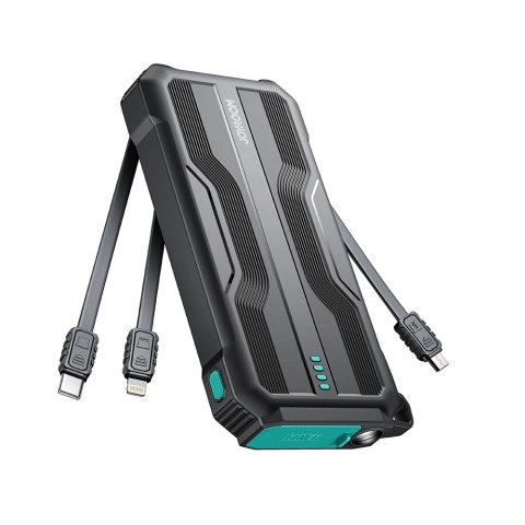 Powerbank 10000mAh Joyroom JR-L016 z wbudowanymi kablami USB-C/micro USB/Lightning - czarny Powerbank 10000mAh Joyroom JR-L016 z wbudowanymi kablami USB-C/micro USB/Lightning - czarny