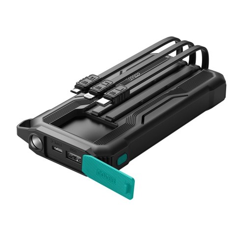 Powerbank 10000mAh Joyroom JR-L016 z wbudowanymi kablami USB-C/micro USB/Lightning - czarny Powerbank 10000mAh Joyroom JR-L016 z wbudowanymi kablami USB-C/micro USB/Lightning - czarny