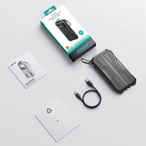 Powerbank 10000mAh Joyroom JR-L016 z wbudowanymi kablami USB-C/micro USB/Lightning - czarny Powerbank 10000mAh Joyroom JR-L016 z wbudowanymi kablami USB-C/micro USB/Lightning - czarny
