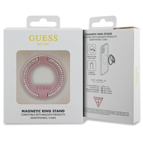 Uchwyt Guess MagSafe Ring Rhinestone - różowy