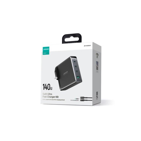 Ładowarka GaN UK Joyroom JR-TCG05UK 140W 3x USB-C USB-A + kabel USB-C / USB-C 240W 1.2m