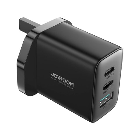 Szybka ładowarka Joyroom JR-TCF10 2x USB-C USB-A 32W (wtyczka UK) - czarna Szybka ładowarka Joyroom JR-TCF10 2x USB-C USB-A 32W (wtyczka UK) - czarna