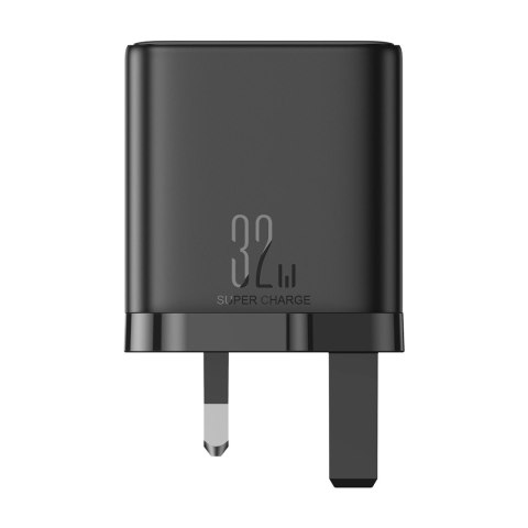 Szybka ładowarka Joyroom JR-TCF10 2x USB-C USB-A 32W (wtyczka UK) - czarna Szybka ładowarka Joyroom JR-TCF10 2x USB-C USB-A 32W (wtyczka UK) - czarna