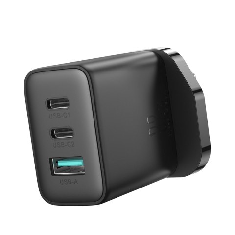Szybka ładowarka Joyroom JR-TCF10 2x USB-C USB-A 32W (wtyczka UK) - czarna Szybka ładowarka Joyroom JR-TCF10 2x USB-C USB-A 32W (wtyczka UK) - czarna