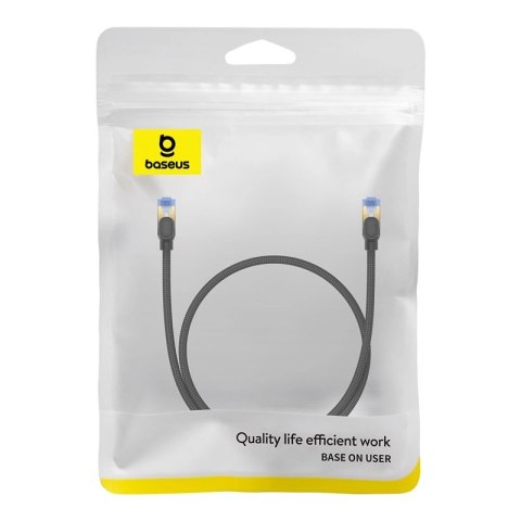 Baseus szybki kabel internetowy RJ45 cat.7 10Gbps 0.5m pleciony czarny Baseus szybki kabel internetowy RJ45 cat.7 10Gbps 0.5m pleciony czarny