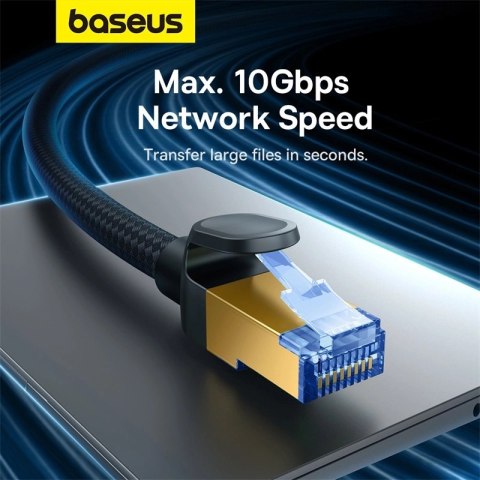Baseus szybki kabel internetowy RJ45 cat.7 10Gbps 25m pleciony czarny Baseus szybki kabel internetowy RJ45 cat.7 10Gbps 25m pleciony czarny