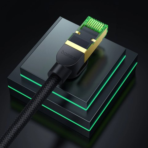 Baseus szybki kabel sieciowy RJ45 cat. 8 40Gbps 1m pleciony czarny Baseus szybki kabel sieciowy RJ45 cat. 8 40Gbps 1m pleciony czarny