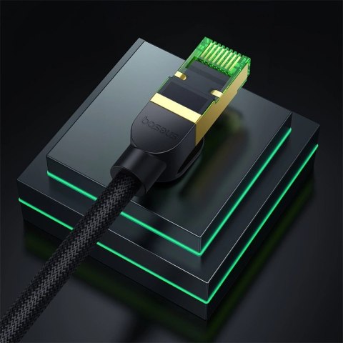 Baseus szybki kabel sieciowy RJ45 cat. 8 40Gbps 8m pleciony czarny Baseus szybki kabel sieciowy RJ45 cat. 8 40Gbps 8m pleciony czarny
