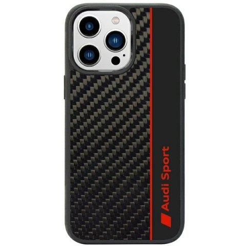 Etui Audi Carbon Fiber Stripe na iPhone 14 Pro - czarne Etui Audi Carbon Fiber Stripe na iPhone 14 Pro - czarne