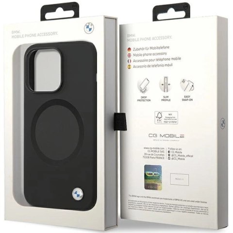 Etui BMW Signature Liquid Silicone MagSafe na iPhone 14 Pro Max - czarne