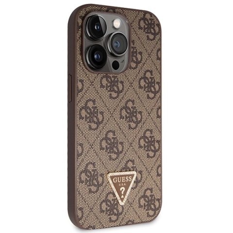Etui Guess Crossbody 4G Metal Logo na iPhone 14 Pro - brązowe