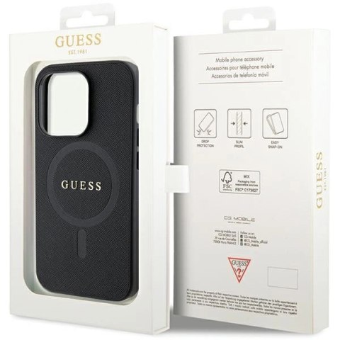 Etui Guess Saffiano MagSafe na iPhone 14 Pro Max - czarne