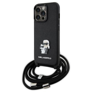 Etui Karl Lagerfeld Crossbody Saffiano Metal Pin Karl&Choupette na iPhone 13 Pro / iPhone 13 - czarne