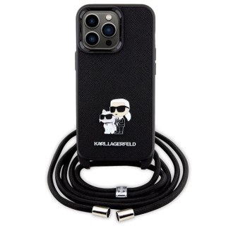 Etui Karl Lagerfeld Crossbody Saffiano Metal Pin Karl&Choupette na iPhone 13 Pro / iPhone 13 - czarne
