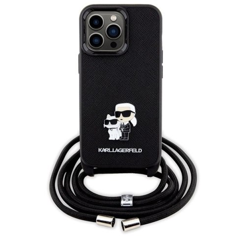 Etui Karl Lagerfeld Crossbody Saffiano Metal Pin Karl&Choupette na iPhone 13 Pro / iPhone 13 - czarne Etui Karl Lagerfeld Crossbody Saffiano Metal Pin Karl&Choupette na iPhone 13 Pro / iPhone 13 - czarne
