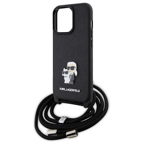 Etui Karl Lagerfeld Crossbody Saffiano Metal Pin Karl&Choupette na iPhone 13 Pro / iPhone 13 - czarne Etui Karl Lagerfeld Crossbody Saffiano Metal Pin Karl&Choupette na iPhone 13 Pro / iPhone 13 - czarne
