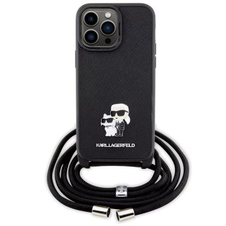 Etui Karl Lagerfeld Crossbody Saffiano Metal Pin Karl&Choupette na iPhone 14 Pro Max - czarne
