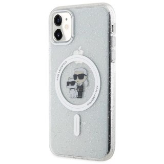 Etui Karl Lagerfeld Karl&Choupette Glitter MagSafe na iPhone 11 / Xr - przezroczyste