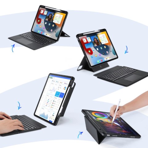 Etui z klawiaturą Bluetooth Dux Ducis DK Series do Apple iPad Pro 12.9 (2020/2021/2022) - czarne Etui z klawiaturą Bluetooth Dux Ducis DK Series do Apple iPad Pro 12.9 (2020/2021/2022) - czarne