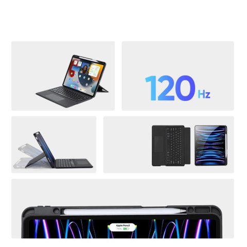 Etui z klawiaturą Bluetooth Dux Ducis DK Series do Apple iPad Pro 12.9 (2020/2021/2022) - czarne Etui z klawiaturą Bluetooth Dux Ducis DK Series do Apple iPad Pro 12.9 (2020/2021/2022) - czarne