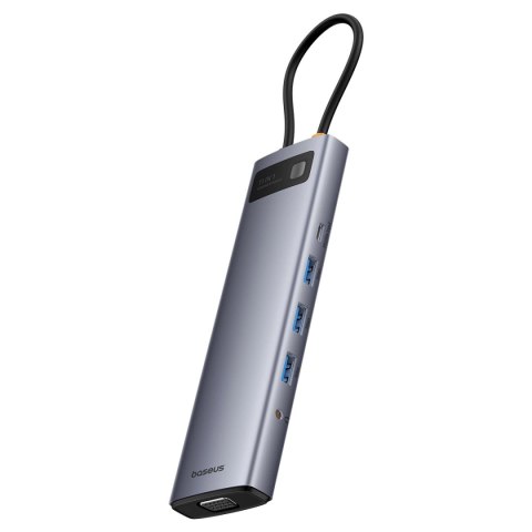 HUB 11w1 Baseus Metal Gleam Series USB-C do USB-C PD / 3x USB-A 3.0 / USB-A 2.0 / HDMI / VGA / AUX / RJ-45 / SD TF - szary HUB 11w1 Baseus Metal Gleam Series USB-C do USB-C PD / 3x USB-A 3.0 / USB-A 2.0 / HDMI / VGA / AUX / RJ-45 / SD TF - szary
