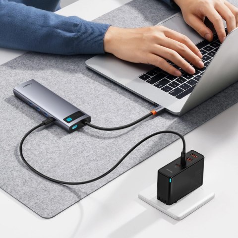 HUB 11w1 Baseus Metal Gleam Series USB-C do USB-C PD / 3x USB-A 3.0 / USB-A 2.0 / HDMI / VGA / AUX / RJ-45 / SD TF - szary HUB 11w1 Baseus Metal Gleam Series USB-C do USB-C PD / 3x USB-A 3.0 / USB-A 2.0 / HDMI / VGA / AUX / RJ-45 / SD TF - szary