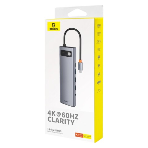HUB 11w1 Baseus Metal Gleam Series USB-C do USB-C PD / 3x USB-A 3.0 / USB-A 2.0 / HDMI / VGA / AUX / RJ-45 / SD TF - szary HUB 11w1 Baseus Metal Gleam Series USB-C do USB-C PD / 3x USB-A 3.0 / USB-A 2.0 / HDMI / VGA / AUX / RJ-45 / SD TF - szary