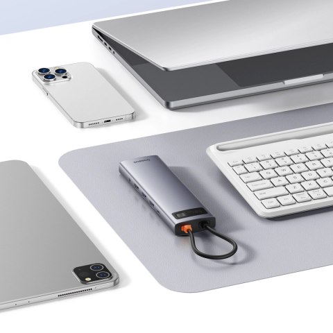 HUB 11w1 Baseus Metal Gleam Series USB-C do USB-C PD / 3x USB-A 3.0 / USB-A 2.0 / HDMI / VGA / AUX / RJ-45 / SD TF - szary HUB 11w1 Baseus Metal Gleam Series USB-C do USB-C PD / 3x USB-A 3.0 / USB-A 2.0 / HDMI / VGA / AUX / RJ-45 / SD TF - szary