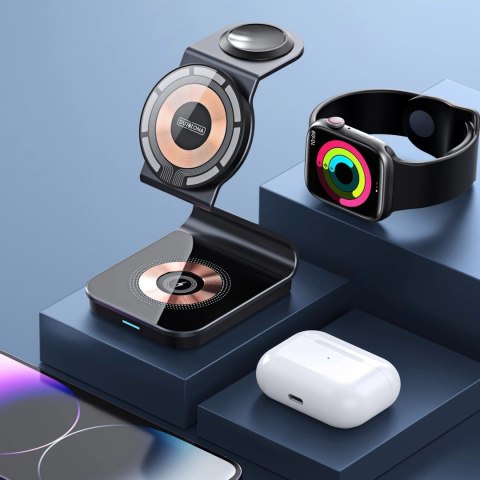 Ładowarka indukcyjna 3w1 Duzzona W15 MagSafe - przezroczysta Ładowarka indukcyjna 3w1 Duzzona W15 MagSafe - przezroczysta