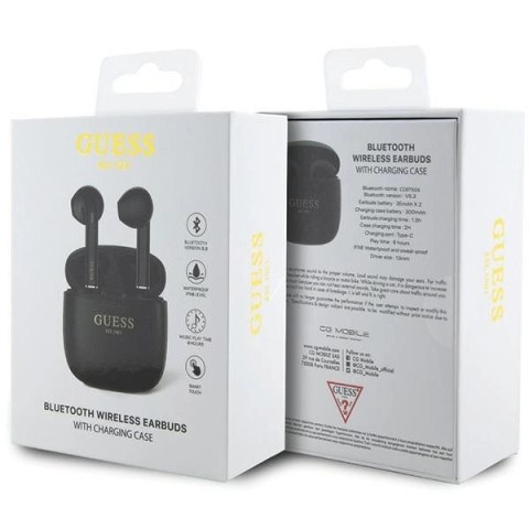 Słuchawki Bluetooth Guess Classic EST Logo TWS + stacja dokująca - czarne Słuchawki Bluetooth Guess Classic EST Logo TWS + stacja dokująca - czarne