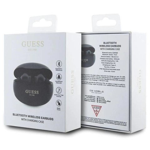Słuchawki Bluetooth Guess Classic EST TWS + stacja dokująca - czarne Słuchawki Bluetooth Guess Classic EST TWS + stacja dokująca - czarne