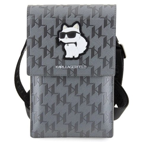 Torebka Karl Lagerfeld Saffiano Monogram Choupette - srebrna Torebka Karl Lagerfeld Saffiano Monogram Choupette - srebrna