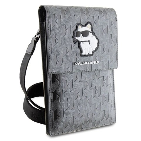 Torebka Karl Lagerfeld Saffiano Monogram Choupette - srebrna Torebka Karl Lagerfeld Saffiano Monogram Choupette - srebrna