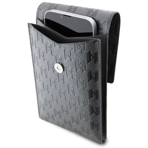 Torebka Karl Lagerfeld Saffiano Monogram Choupette - srebrna Torebka Karl Lagerfeld Saffiano Monogram Choupette - srebrna